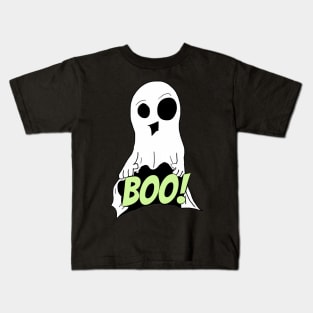 Funny Ghost Halloween Flashing Boo Kids T-Shirt